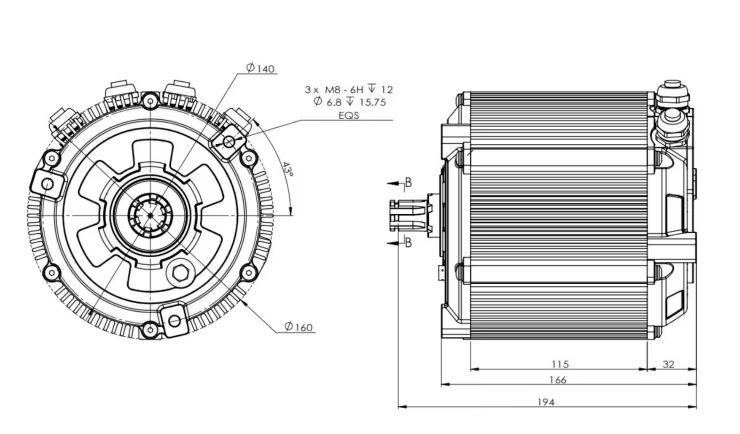 Mid Drive Motor Kit 72V 5000W - Комплект среднеприводного двигателя SiAECOSYS D133A-65 5000W