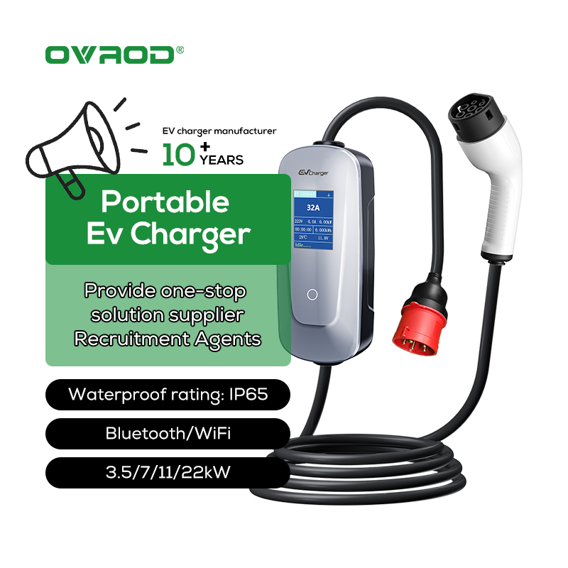 Type 2 Portable Ev Charger 11Kw Cee - Портативное зарядное устройство Ovrod Electric Car