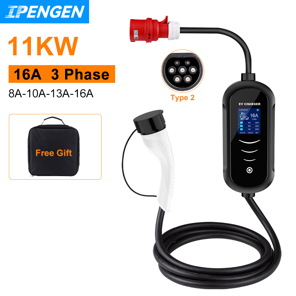 IPENGEN 11KW 16A 3-фазное порт – обзор и цена Type 2 Portable Ev Charger 11Kw Cee