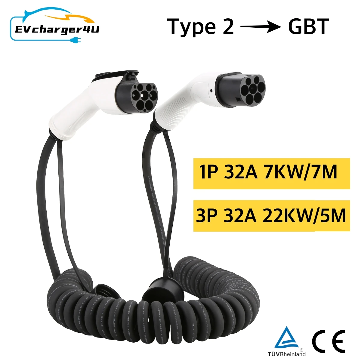 EVcharger4U 5 м/7 м спиральный – обзор и цена Ev Charger Type 2 22Kw 32A 3 Phase